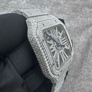 Reloj Mecánico de Diseño Personalizado con Esfera Rectangular, Moissanita VVS, Diseño Hueco con Incrustaciones de Gemas, Reloj de Hombre de Alta Calidad - Product Image 1