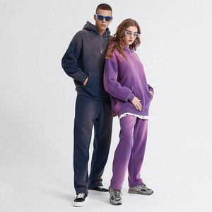 OEM Unisex Acid Wash Oversized Pullover <b>Hoodie</b> & Jogger Set Cotton Fleece Casual Streetwear Fashion Clothing Tracksuit Men Women - Product Image 4