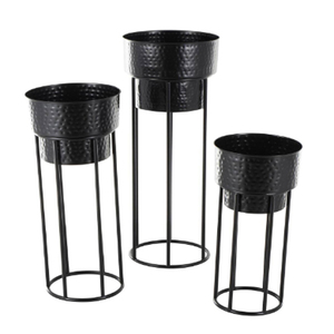 Juego de 3 macetas de metal negro con soportes, artículos de hierro forjado para decoración del hogar y bodas, macetas hechas a mano - Product Image 2