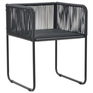 Set di 2 sedie da pranzo in rattan PE nero, mobili da giardino resistenti - Product Image 5