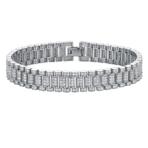 Bracelet pour homme en argent 925 avec diamants Moissanite, léger, style Iced Out, chaîne tennis à maillons baguette, bijoux de luxe Hip Hop pour hommes - Product Image 6