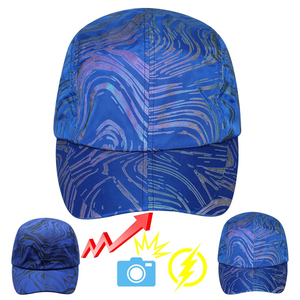 Casquette de baseball unisexe ajustée à 6 panneaux, motif géométrique bleu, pour l'extérieur, décontractée, printemps-été, respirante, imperméable, en polyester - Product Image 4