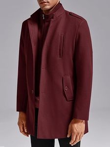 Manteau Trench Homme Simple Boutonnage de Qualité Supérieure, Col Revers Décontracté, Tenue de Travail Professionnelle, Manteau Long d'Hiver Respirant - Product Image 2