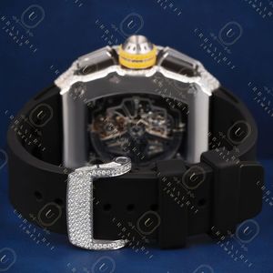 Luxury Men's Mechanical Watch Stainless Steel Case Diamond Buckle Black Silicone Band Analog Display 42mm Irregular Shape - Product Image 6