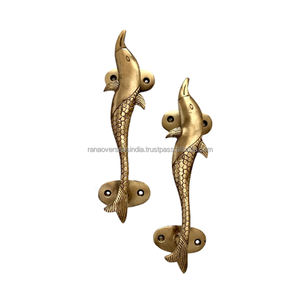 Par de manijas de puerta principal de metal de latón delfín hechas a mano con acabado antiguo a precio asequible de proveedor de confianza - Product Image 4