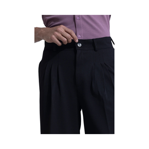 Pantalon pour homme semi-formel, coupe ample coréenne, écologique, respirant, en polyester/coton teint en fil, personnalisable, élégant et confortable - Product Image 4