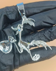 Colgante de Plata 925 Bañado en Oro con Moissanita VVS de Corte Redondo, Diseño Pato con Bolsa de Dinero y Pájaro Estilo Hip Hop, Colgante de Moda para Fiesta - Product Image 5