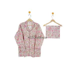 Conjunto de Pijama de Algodón 100% para Mujer, Cuello en V, Manga Larga, Estampado Floral, Ropa de Dormir Cómoda para Toda Temporada, Traje Perfecto para Fiestas - Product Image 2