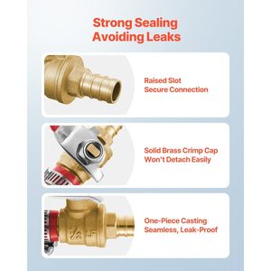 Set di 10 Valvole a Sfera in Ottone PEX da 1/2 Pollice, Completamente Apribili, per Acqua Calda (Rosso) e Fredda (Blu), a Quarto di Giro - Product Image 6
