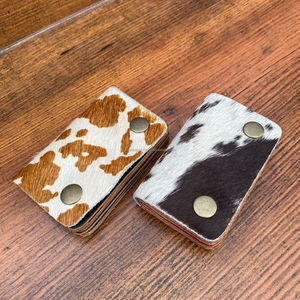 Bajo MOQ de lujo hecho a mano personalizado genuino pelo en cuero de vaca ID tarjetero billetera de cuero Real multifuncional RFID billetera para mujeres - Product Image 4