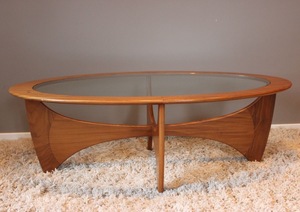 <b>Solid</b> <b>Wood</b> Oval Glass Coffee Table - Product Image 1