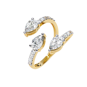 Bague de fiançailles solitaire tendance à double bande avec diamant de laboratoire 0,67 ct, clarté VVS/VS, certifiée IGI, or jaune/blanc/rose 9 carats - Product Image 1