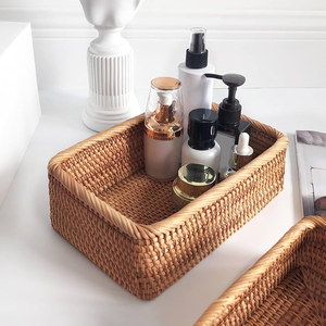 Cesta de Mimbre Natural Tejida a Mano, Organizador de Almacenamiento Sostenible para Baño, Escritorio y Decoración del Hogar - Product Image 2
