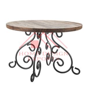 Support à gâteau en bois avec plateau en métal pour la décoration de fête à domicile Design unique 2025 Nouveaux supports à gâteau en bois pour table - Product Image 3