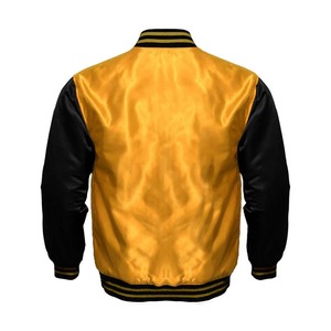 Blouson Bomber Unisexe en Satin 100% Laine, Col Montant, Doublure Matelassée, Broderie Personnalisée, Style Universitaire, Vente en Gros OEM - Product Image 3