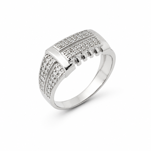 Silver Color Oval Diamond Look Mens Fashion <b>Ring</b> Halo Inlay <b>Statement</b> Jewelry for Party Wedding - Product Image 3