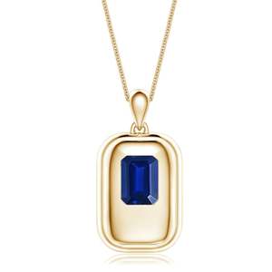 จี้ทองคำแท้ 14K 18K รูปทรง Emerald-Cut ขนาด 10*8 มม. น้ำหนัก 2.85 กะรัต ประดับไพลินสีน้ำเงิน สำหรับผู้ชาย พร้อมสร้อยคอ คุณภาพสูง ขายส่งเครื่องประดับชั้นดี - Product Image 1