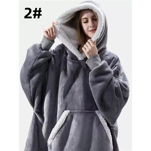 Sweatshirt à capuche d'hiver Femmes Hommes Pullover Fleece Giant TV Oversized Blanket with Long Flannel Sleeves - B0859-grey, One Size - Product Image 4