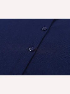 Suéter de Hombre Azul Marino, Color Sólido, Tejido, con Botones, Estilo Universitario y Escolar, Cuello en V, Manga Larga, Grosor Estándar - Product Image 4