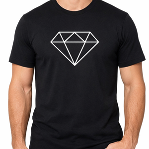 Camiseta clásica para hombre con gráfico geométrico de diamantes |   Camisa Casual Negra Premium |   Top Minimalista con Icono Estilo Streetwear - Product Image 2