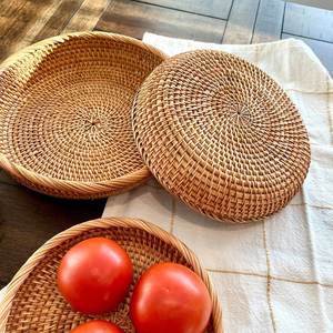 Ensemble de 3 plateaux à fruits en rotin, ronds, en rotin naturel tressé, prix de gros directement de l'usine. - Product Image 5