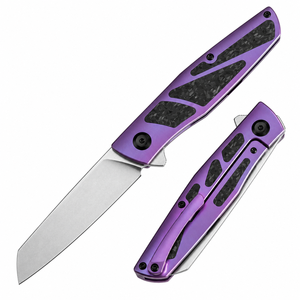 Navajas Plegables Ligeras con Mango con Incrustaciones en Negro y Morado y Hoja Satinada para Uso Diario y de Bolsillo - Product Image 6