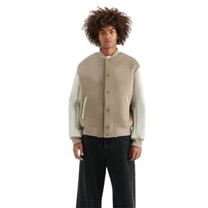 Chaqueta universitaria de lana a la moda para hombre, ropa de abrigo Letterman con cuello levantado, duradera para clima frío, venta al por mayor ¡Bienvenido! - Product Image 1