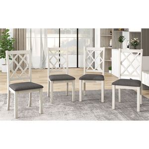 TOPMAX metà del secolo in legno massello 5 pezzi tavolo da pranzo marrone grigio sedie imbottite per piccoli spazi tavolo da cucina Set - Product Image 2