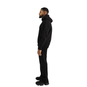 Men's Black <b>Full</b> <b>Zip</b> <b>Hoodie</b> Tracksuit Solid Color Casual Wear 100% Cotton Lightweight Regular Fit Winter Style Side Pockets - Product Image 4