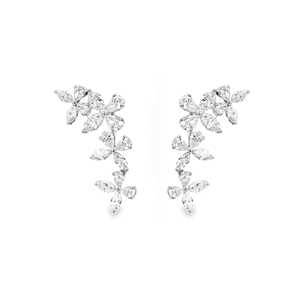 Pendientes de plata de ley 925 con diamantes de laboratorio personalizados en forma de pera y marquesa, estilo trepador, únicos y llamativos, para damas de honor, del fabricante. - Product Image 3