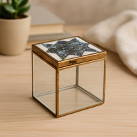 Boîte de rangement artisanale de luxe moderne en bois, nacre et acrylique, personnalisable, pour le Ramadan et l'Aïd 2026, avec incrustation, boîte à souvenirs