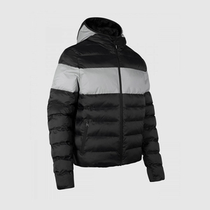 Custom Logo Boxy New Design Custom Logo Hood Puffer Men's Jackets <b>Stand</b> Up Collar Button Up Hooded Quilted Latex puffer jacket - Product Image 3