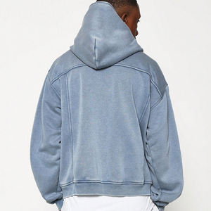 เสื้อฮู้ดผู้ชายไซส์ใหญ่ ผ้าฟลีซ ซิปหน้า สีพื้น สวมใส่สบายๆ สำหรับฤดูใบไม้ร่วง ทรงปกติ มีกระเป๋าหน้า - Product Image 2