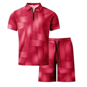 Camiseta de punto de manga corta para hombre con cuello de media cremallera, fresca, antiarrugas y antipilling para verano - Product Image 2