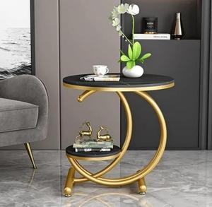 Modern <b>Marble</b> <b>Top</b> <b>Console</b> <b>Table</b> with Gold Metal Base Pedestal Design Living Room Furniture - Product Image 1