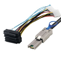 Cable Mini SAS, Cable de alta velocidad de disco duro SAS con fuente de alimentación grande de 4 pines de 2 a 1 Plus 4 de 2 a 1, 2, 1, 2