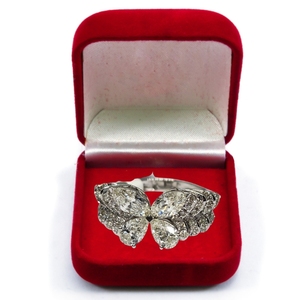 Bague papillon en or blanc 14 carats certifiée IGI avec diamant naturel 1,69 carat, forme E F VS, plaqué rhodium, bijoux fins pour femmes, cadeaux de mariage - Product Image 1