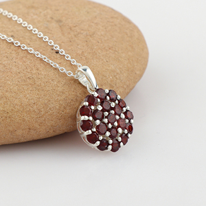 Collar con colgante de granate Gemkora, joyería con dijes redondos para mujer, para fiesta - Product Image 5