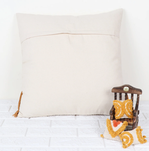 Hand Tufted Texture Boho Ivory and Mustard Yellow Fringe <b>Cushion</b> <b>Cover</b> Handmade Decorative Pillow Case for Sofa Bedroom Living - Product Image 2