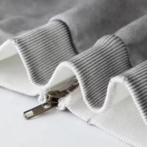 Sweat-shirts à capuche zippés 100 % coton de qualité supérieure, avec poignets et ourlets côtelés, légèrement délavés avec effet bicolore pour hommes - Product Image 2