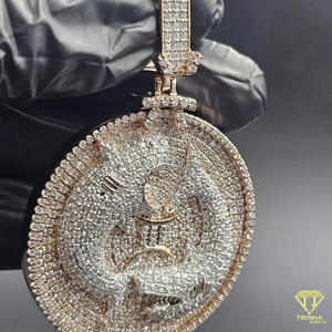 Colgante Redondo de Diamantes Moissanite Totalmente Cubierto de Piedras, Plata de Ley 925, Joyería de Lujo Estilo Hip Hop - Product Image 3