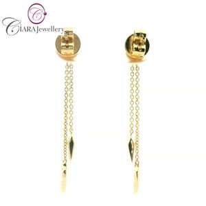 VENTE EN GROS D'USINE BELLE CONCEPTION SIMPLEMENT DOUBLE CHAÎNE OEM ODM 18K AU750 OR BLANC/JAUNE NATUREL G/VS DIAMANT BOUCLES D'OREILLES - Product Image 3