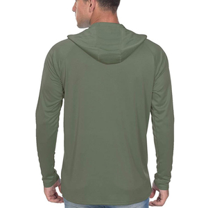 T-shirt décontracté en tricot à manches longues et à capuche pour homme, bleu clair, couleur unie, coupe classique - Product Image 5