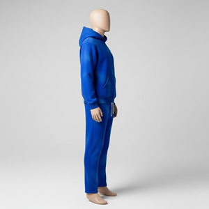 Custom Winter Plus Size Royal Blue Hooded Breathable Lightweight Fleece Tracksuit Unisex Casual Streetwear Two Piece Outfit - Product Image 3