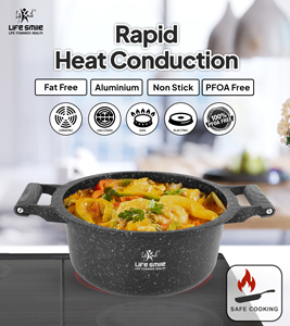 Juego de Utensilios de Cocina Antiadherentes de Granito y Titanio de Lujo con Asas de Baquelita Resistentes al Calor, Tapa Metálica Ahorradora de Energía, Base Apta para Inducción - Product Image 6
