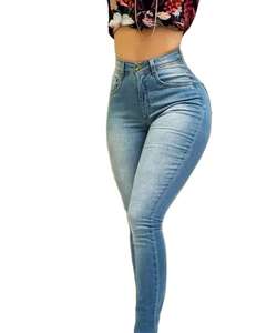 Jean en denim taille haute pour femme, couleur unie, coupe ample, effet sculptant, service OEM - Product Image 5