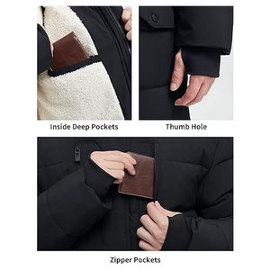 Chaqueta de Invierno para Hombre, Extra Larga, de Forro Polar, con Capucha, Tipo Parka, Cálida, Resistente al Agua, con Aislamiento para Clima Frío - Product Image 2