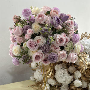 Nouveautés IFG - Composition florale en forme de boule rose et violette de 60 cm de diamètre - Centre de table de mariage - Product Image 2