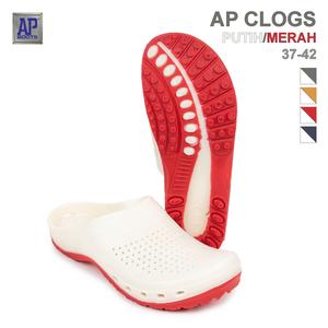 รองเท้าบูทกันฝน AP สีขาวแดง-รองเท้าแตะ PVC แบบสวมกันลื่น รองเท้าแตะสวมใส่สบาย - Product Image 1