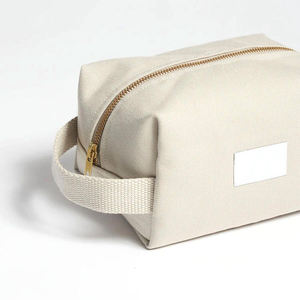 Pochette de maquillage en toile de coton écologique, trousse de toilette durable avec fermeture éclair métallique pour l'organisation de la salle de bain - Product Image 6